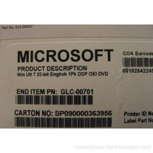 Windows 7 Ultimate 32bit or 64 bit DVD OEM Made In Singapor